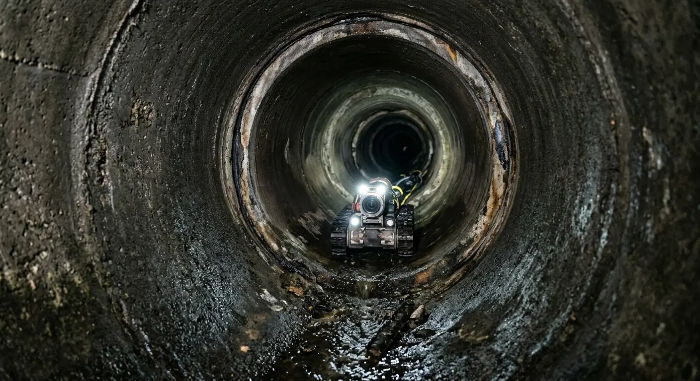 Robotic sewer camera inspecting pipe interior for Sewer Line Repair in Asheville